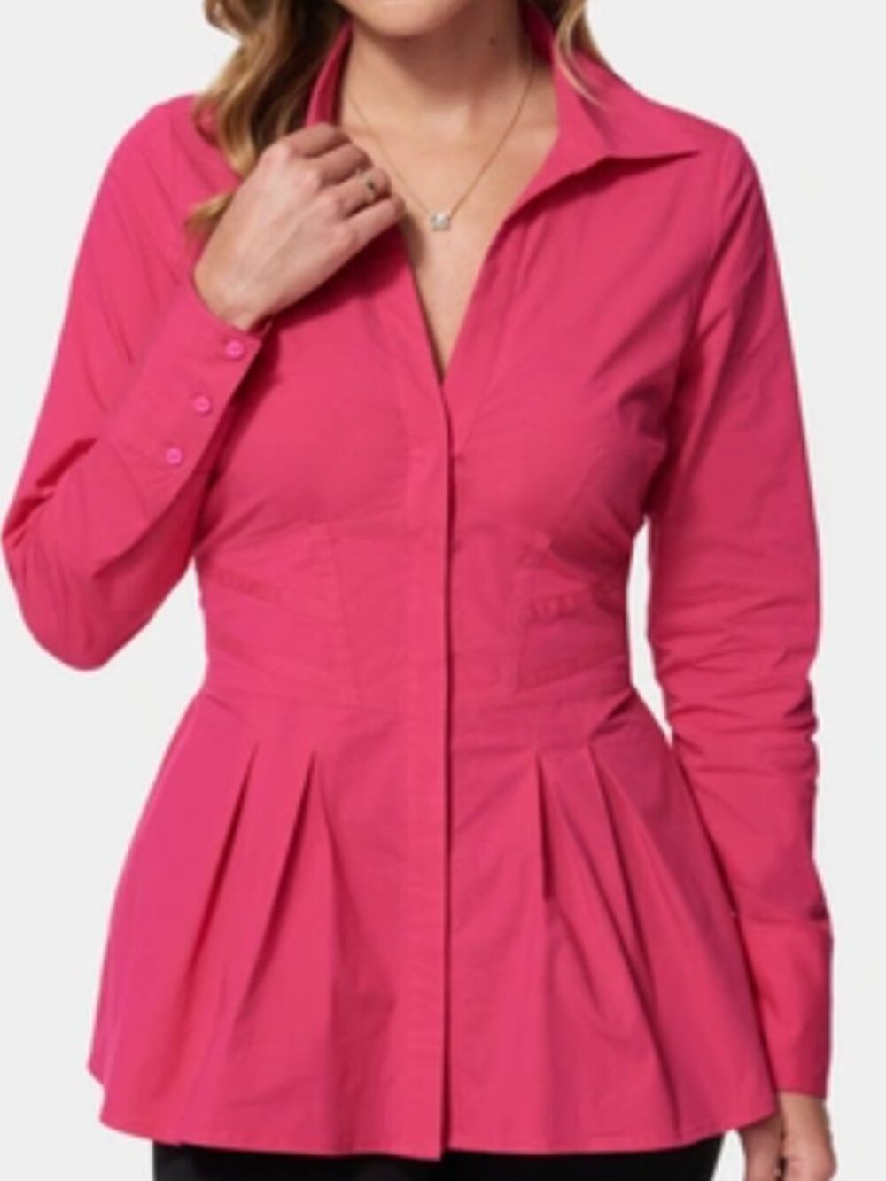 Poplin Corset Detail Long Sleeve Blouse